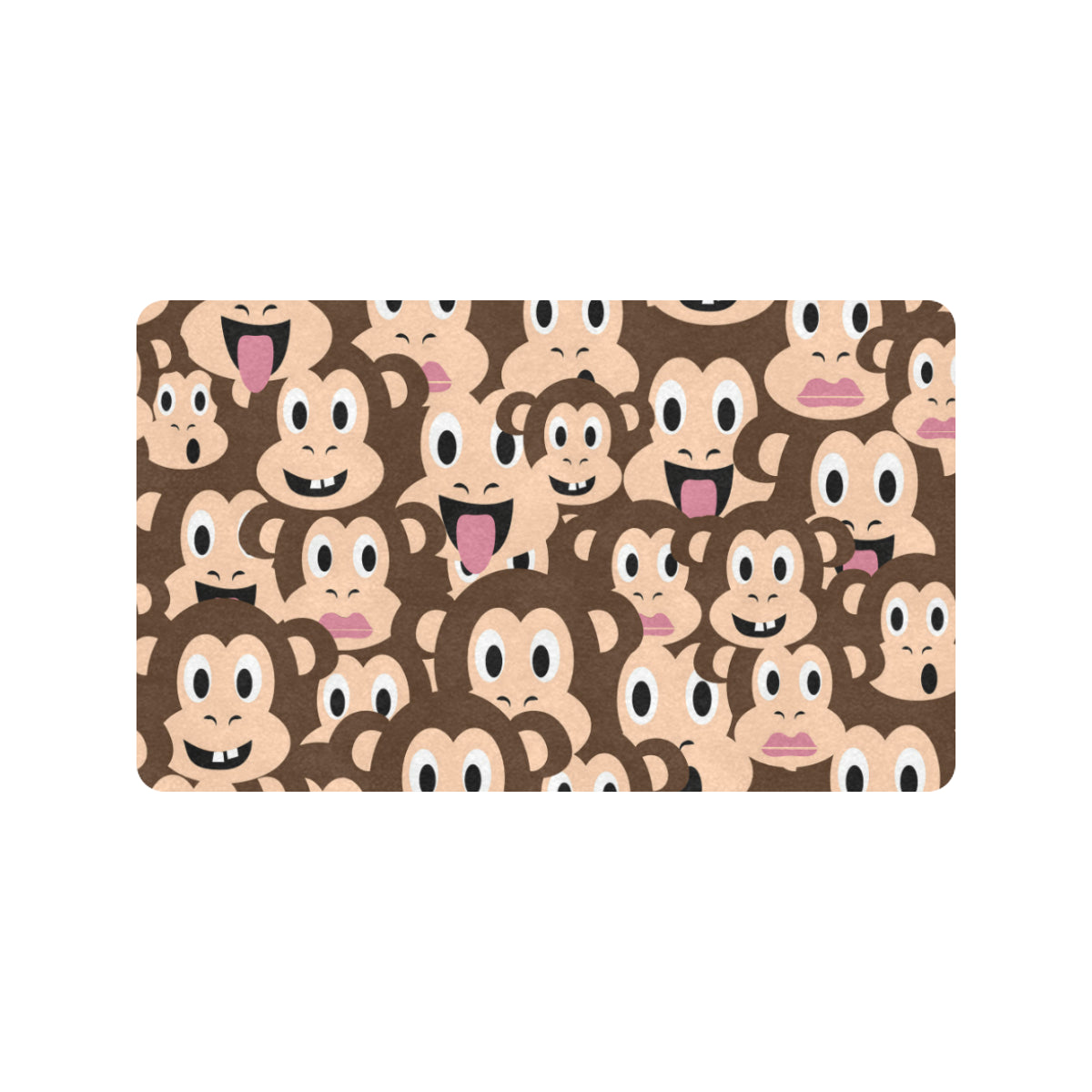 Emoji Monkey Print Pattern Rubber Doormat