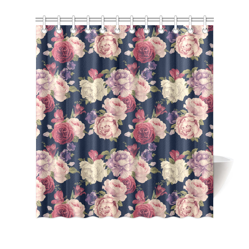Peony Pattern Print Design PE03 Shower Curtain