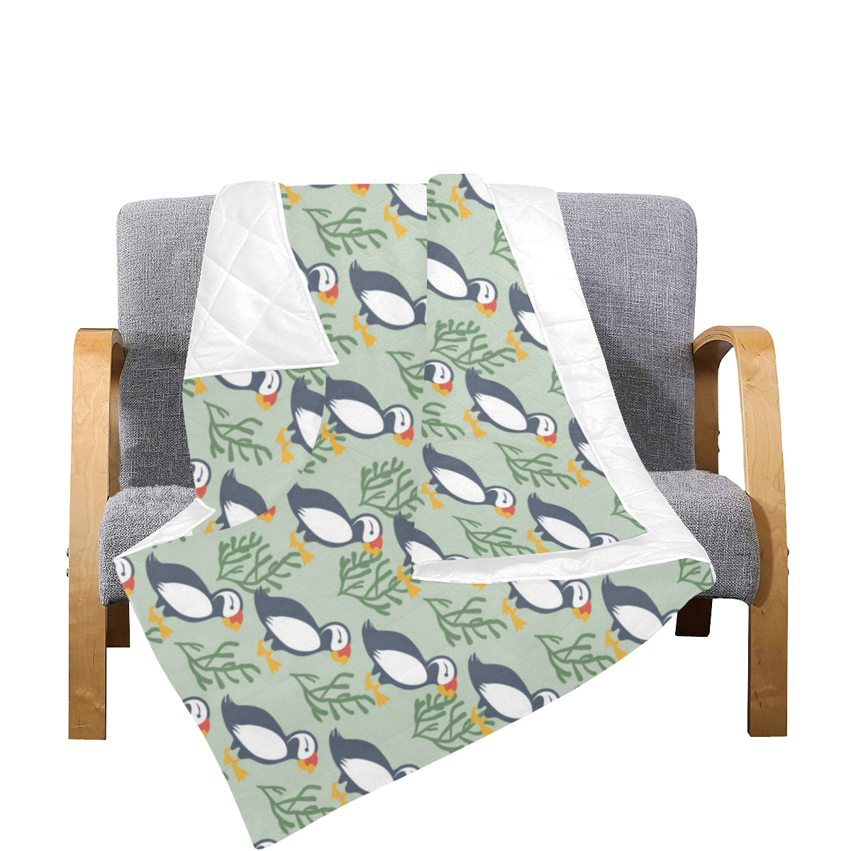 Puffin Pattern Print Design A04 Premium Quilt