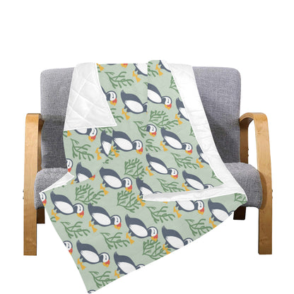 Puffin Pattern Print Design A04 Premium Quilt
