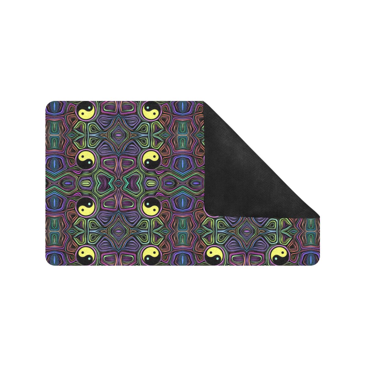 Yin Yang Neon Color Design Print Rubber Doormat