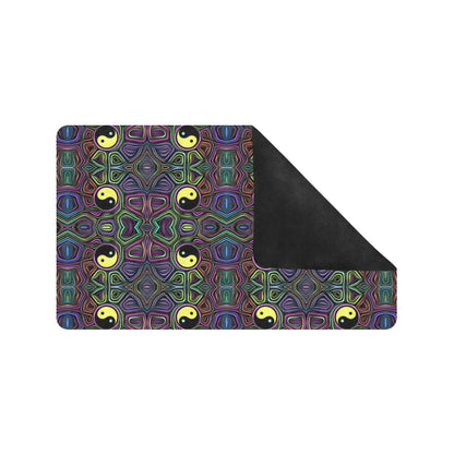 Yin Yang Neon Color Design Print Rubber Doormat