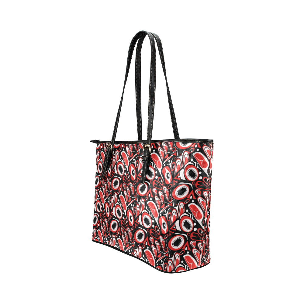 Totem Pole Texture Design Leather Tote Bag
