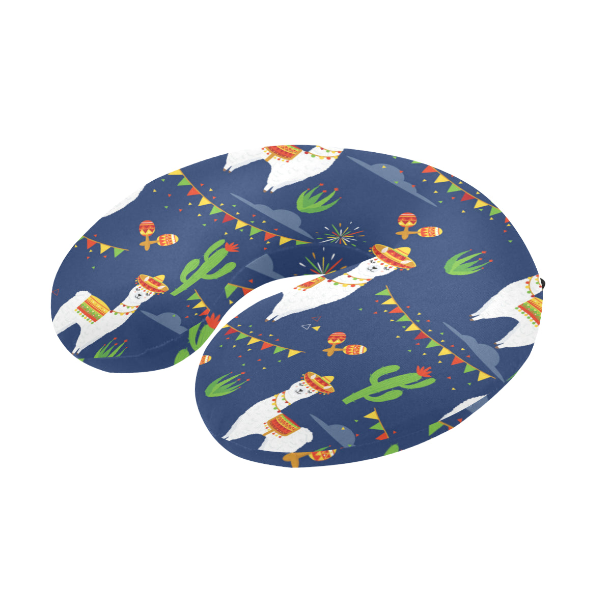 Llama Cactus Pattern Print Design 05 U-Shaped Travel Neck Pillow