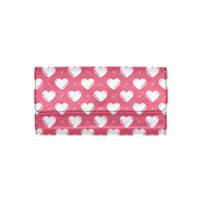 Heart Pattern Print Design HE07 Women's Trifold Wallet
