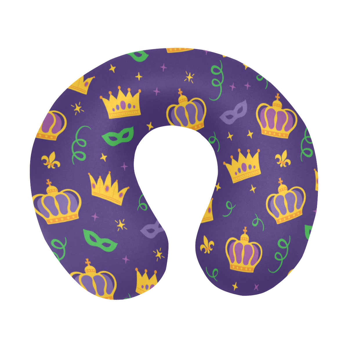 Mardi Gras Pattern Print Design 03 U-Shaped Travel Neck Pillow