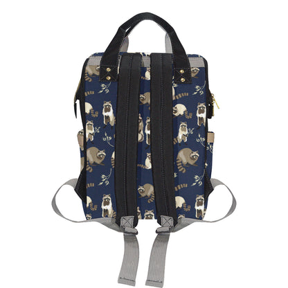 Raccoon Pattern Print Design A06 Diaper Bag Backpack