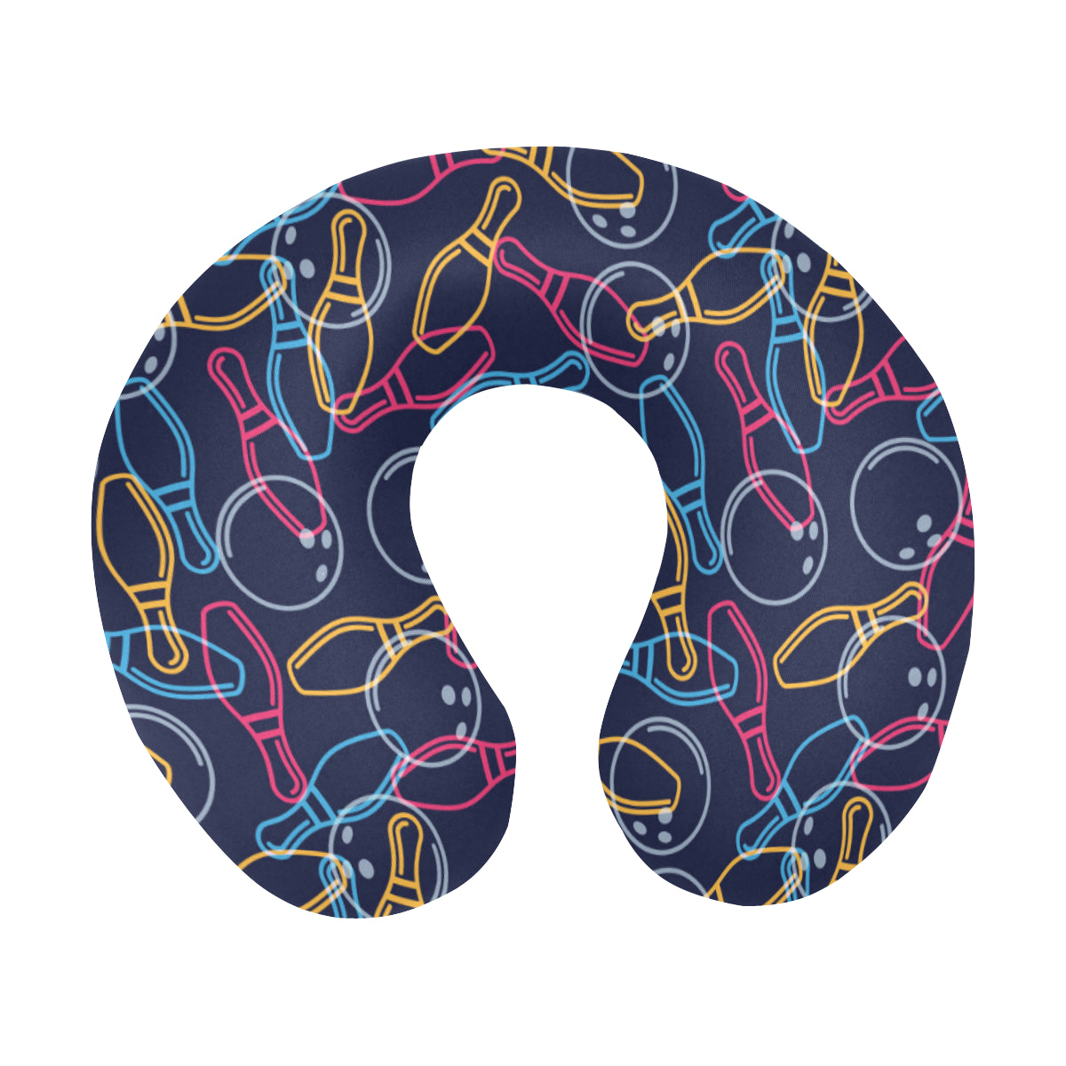 Bowling Pattern Print Design 07 U-Shaped Travel Neck Pillow