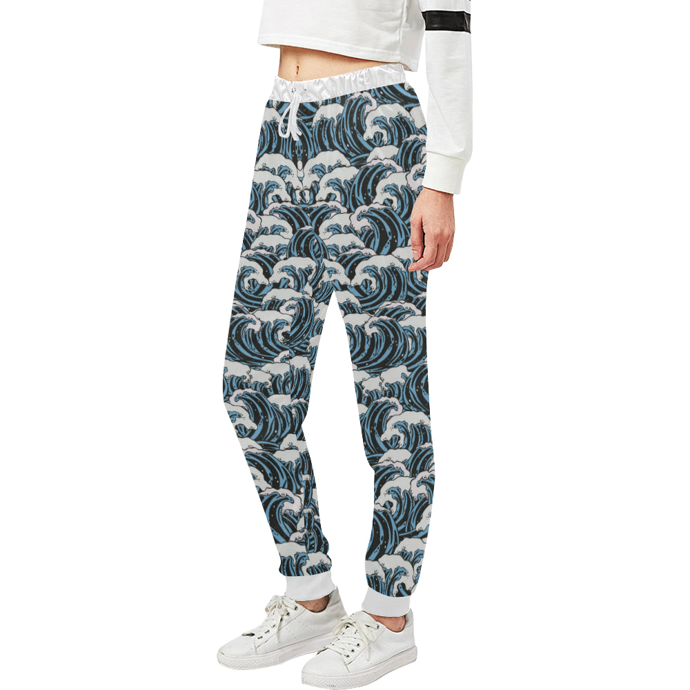 Surf Wave Pattern Print Unisex Sweatpants
