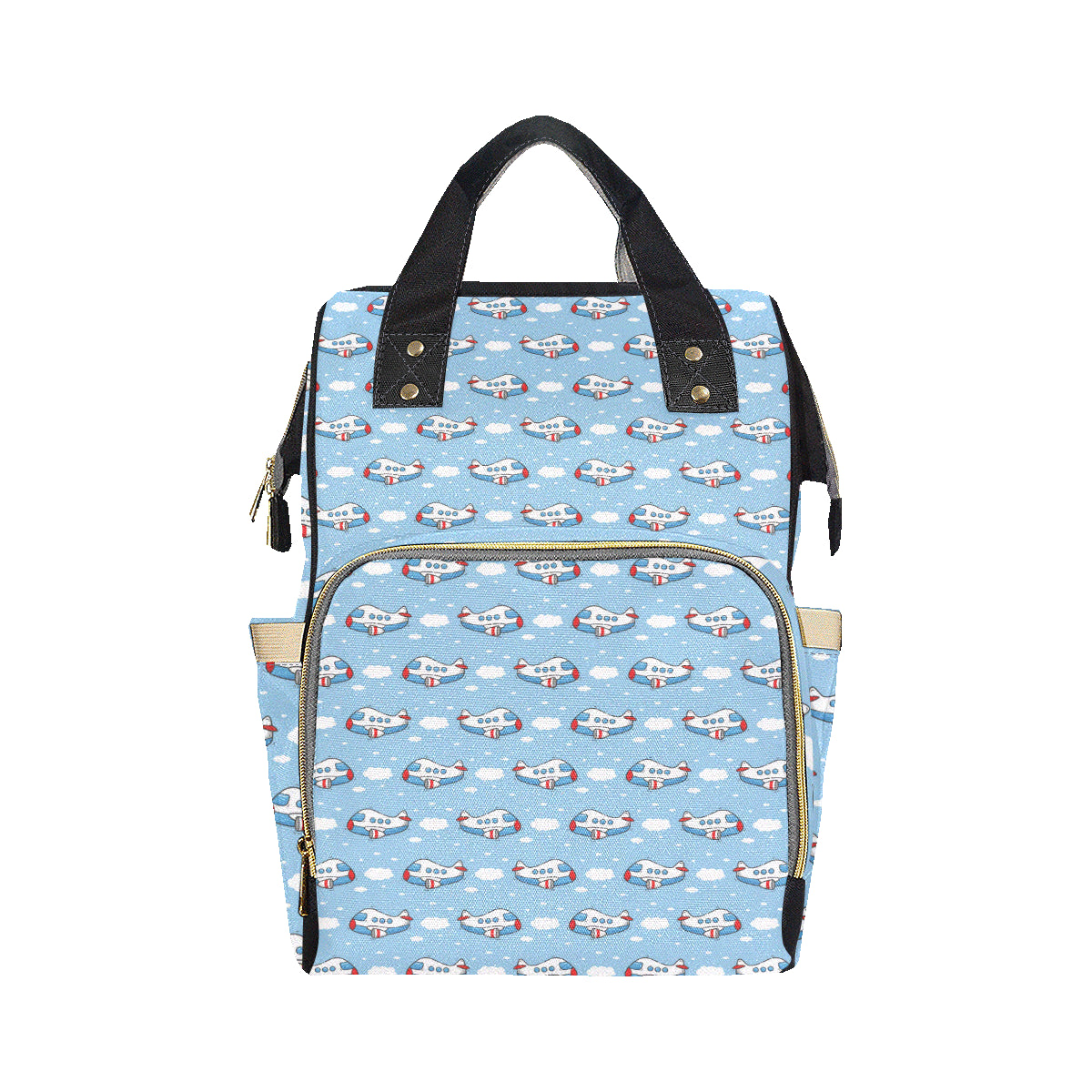 Airplane Cartoon Pattern Print Design 07 Diaper Bag Backpack