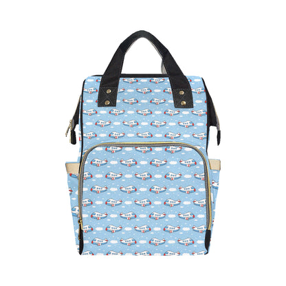 Airplane Cartoon Pattern Print Design 07 Diaper Bag Backpack