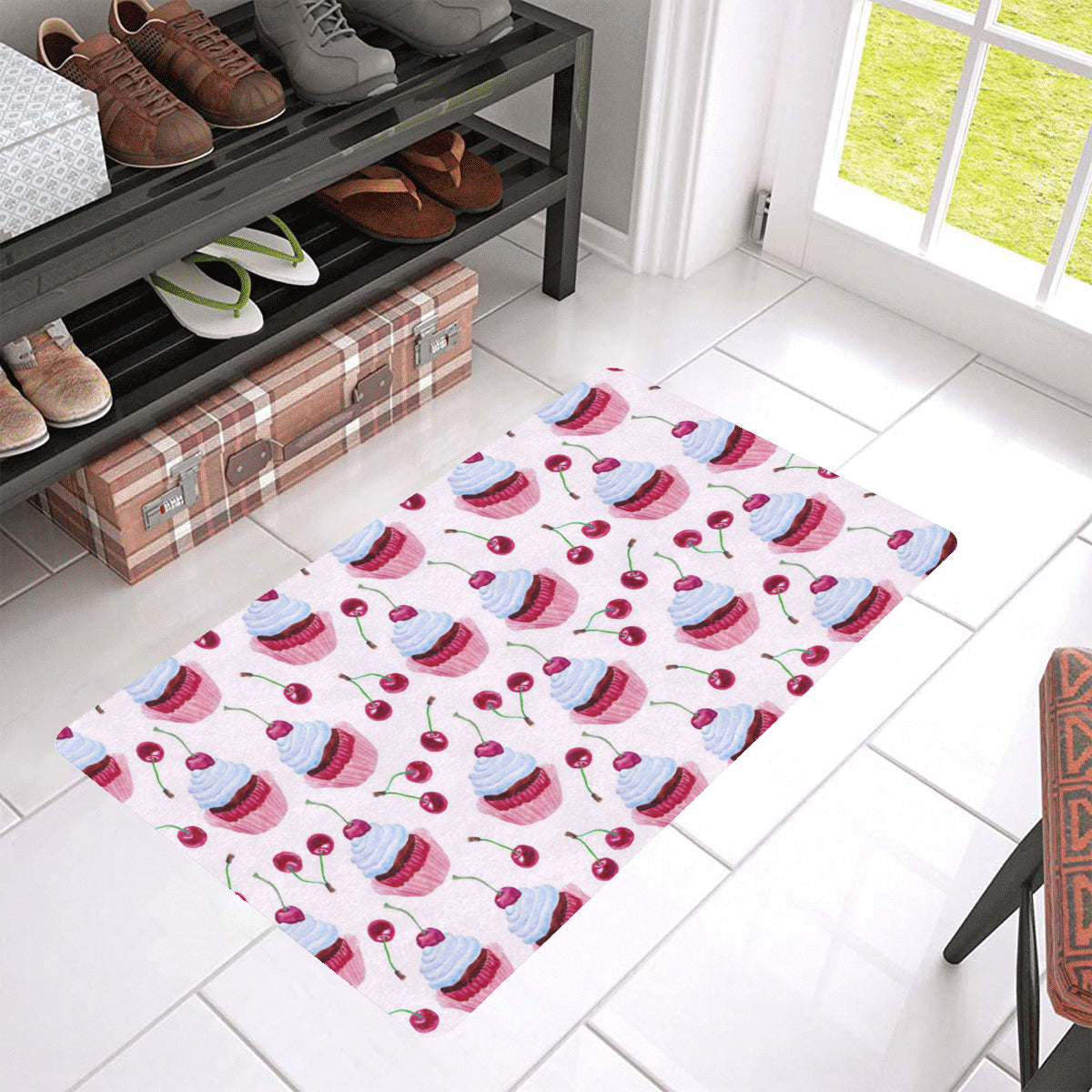Cherry Cupcake Pink Pattern Rubber Doormat