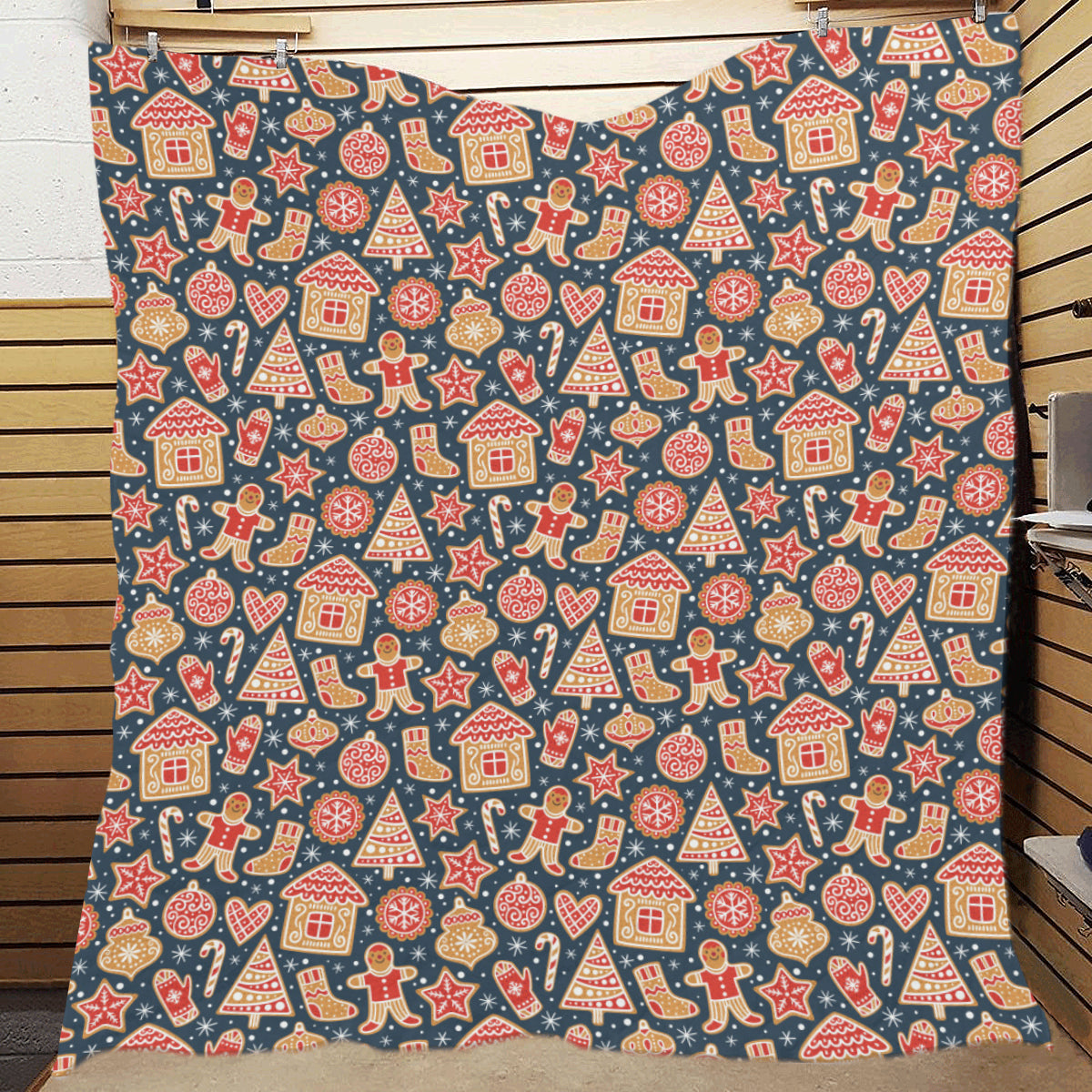 Gingerbread Pattern Print Design 03 Premium Quilt
