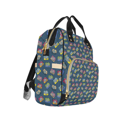 Camera Pattern Print Design 03 Diaper Bag Backpack