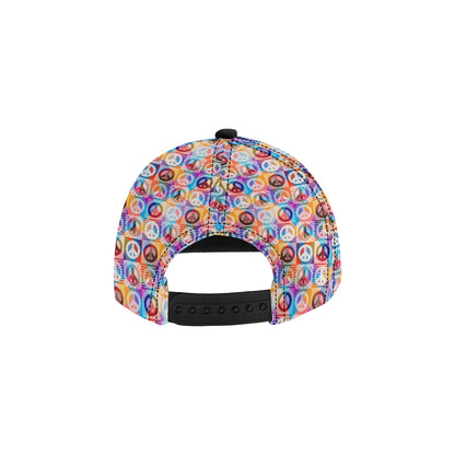 Peace Sign Patchwork Design Print Snapback Cap