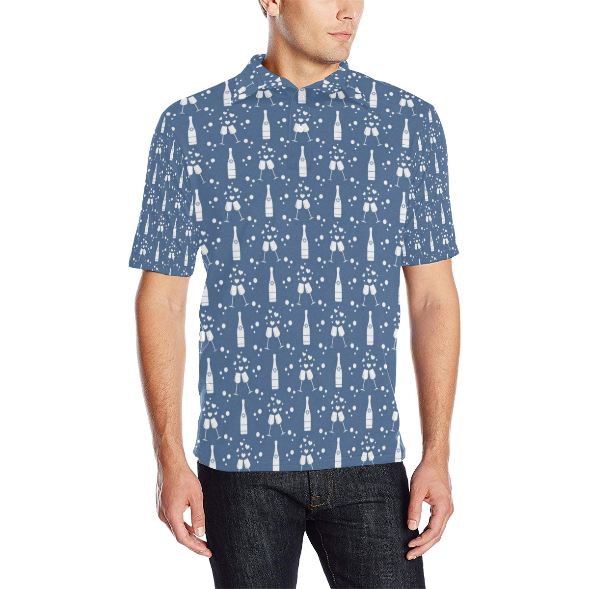 Champagne Pattern Print Design 05 Men Polo Shirt
