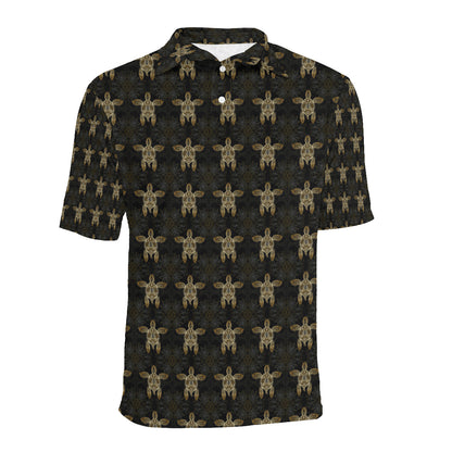 Gold Tribal Turtle Polynesian Design Men Polo Shirt