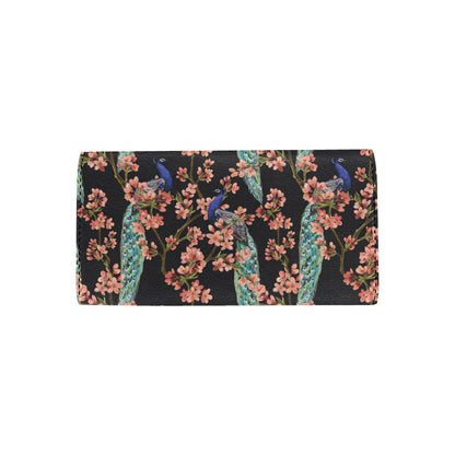 Peacock Pattern Print Design A01 Women's Trifold Wallet