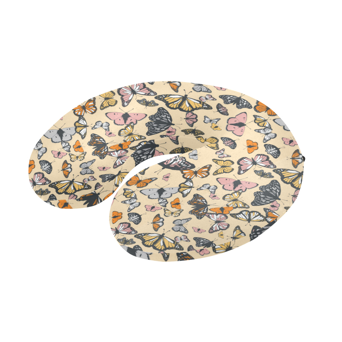 Butterfly Pattern Print Design 04 U-Shaped Travel Neck Pillow