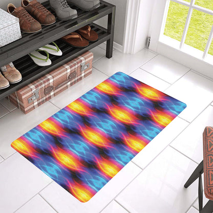 Flame Fire Blue Design Print Rubber Doormat