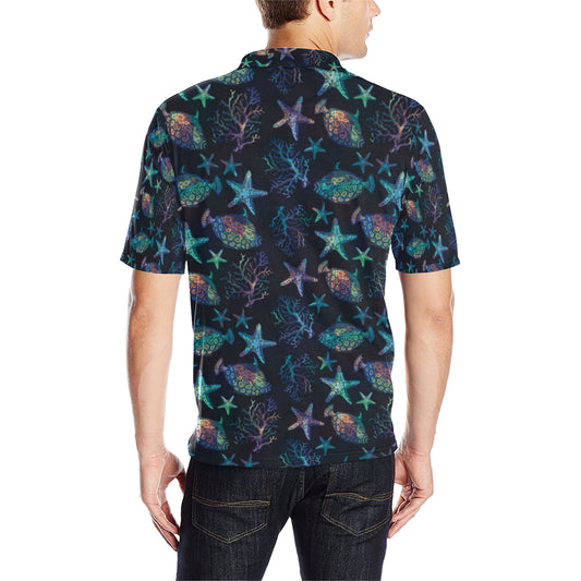 Starfish Pattern Print Design 01 Men Polo Shirt