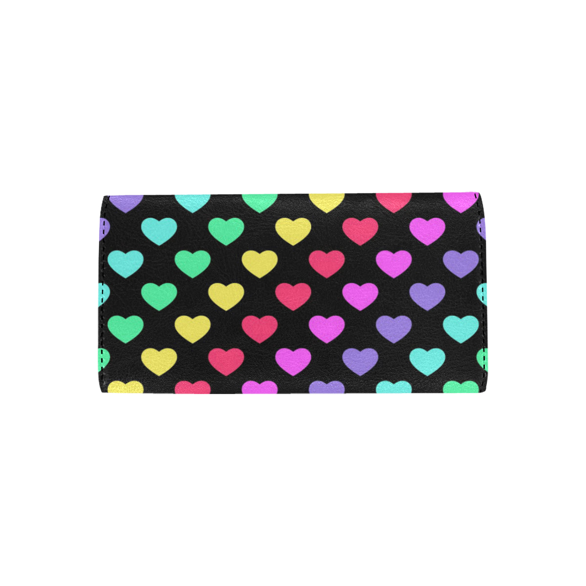 Heart Rainbow Pattern Print Design HE02 Women's Trifold Wallet