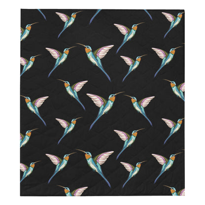 Hummingbird Pattern Print Design 06 Premium Quilt