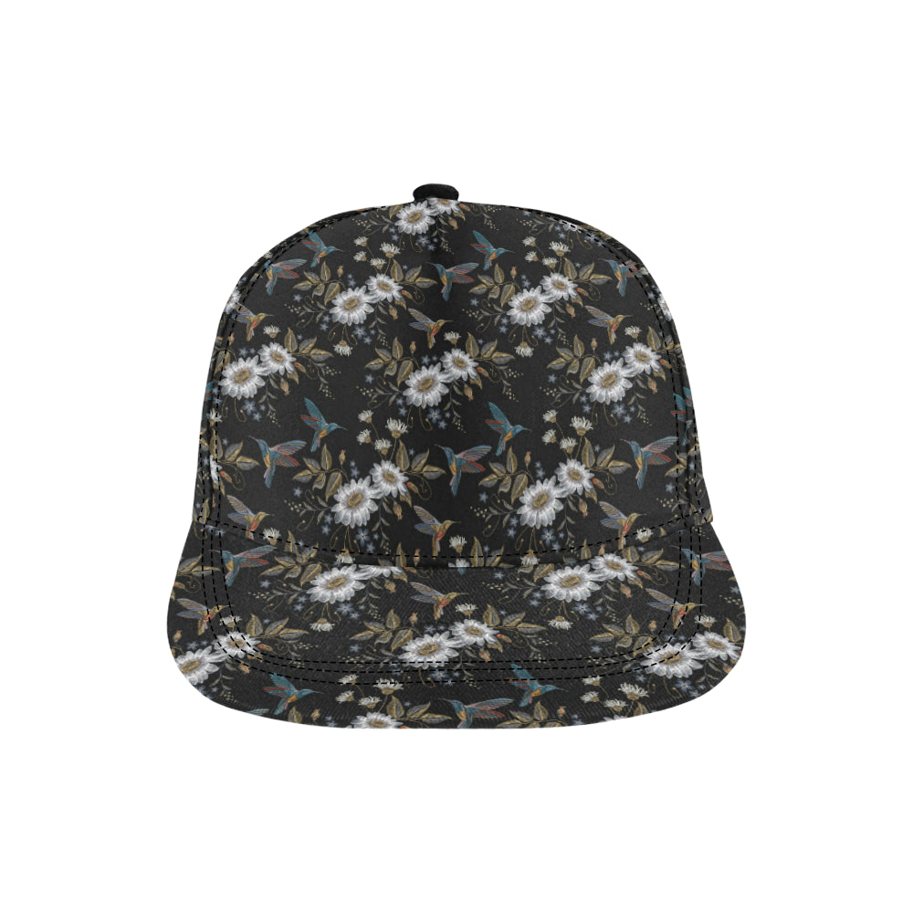 Hummingbird with Embroidery Themed Print Snapback Cap