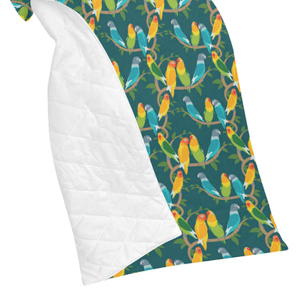 Lovebird Pattern Print Design 02 Premium Quilt