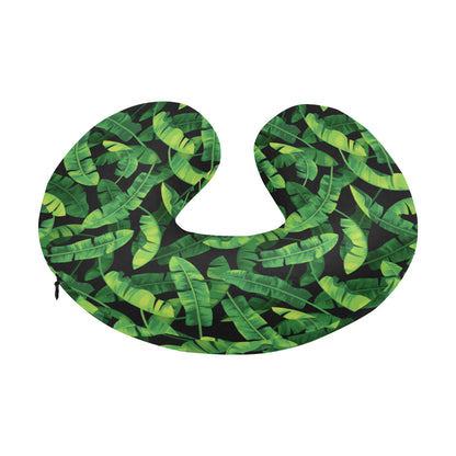 Banana Leaf Pattern Print Design 02 U-Shaped Travel Neck Pillow