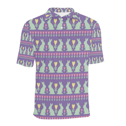 Rabbit Pattern Print Design RB01 Men Polo Shirt