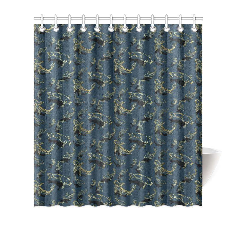 Koi Carp Gold Design Themed Print Shower Curtain