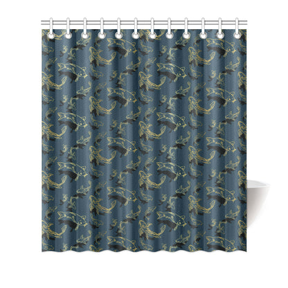 Koi Carp Gold Design Themed Print Shower Curtain
