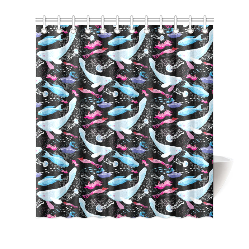 Manatee Pattern Print Design 02 Shower Curtain