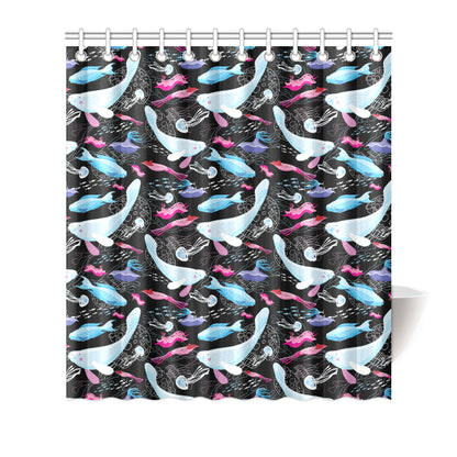 Manatee Pattern Print Design 02 Shower Curtain
