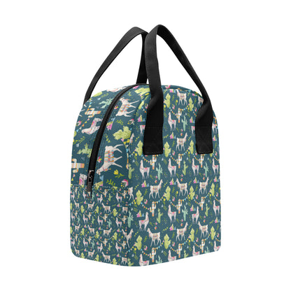 Llama with Cactus Design Print Insulated Lunch Bag
