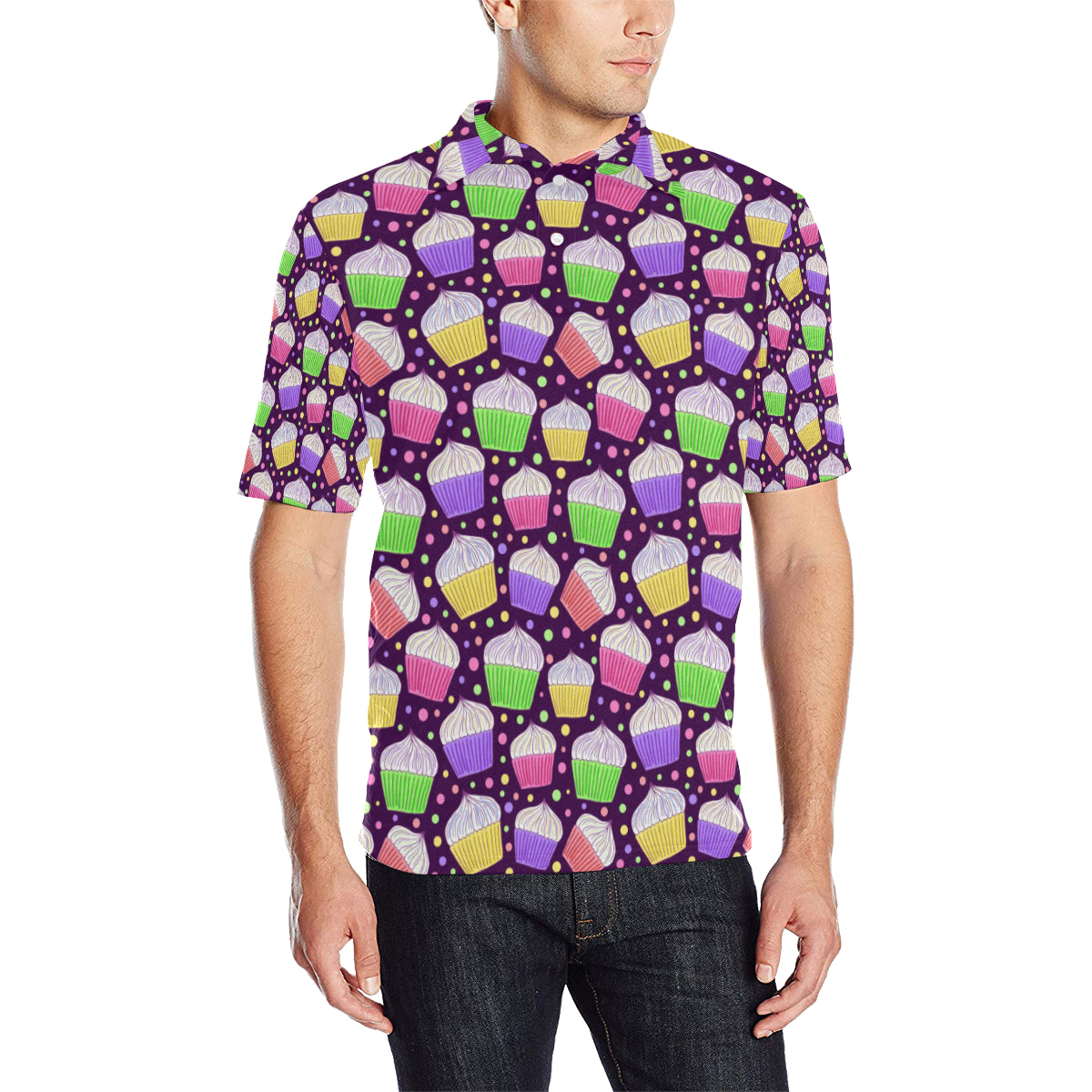 Cupcake Pattern Print Design CP07 Men Polo Shirt