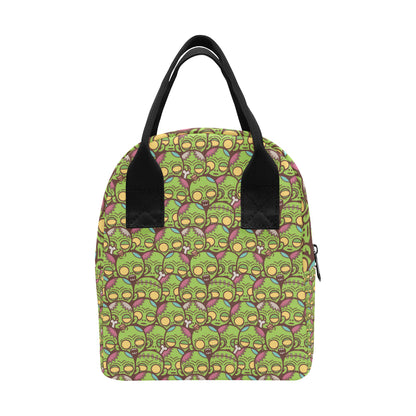 Zombie Head Design Pattern Print Insulated Lunch Bag