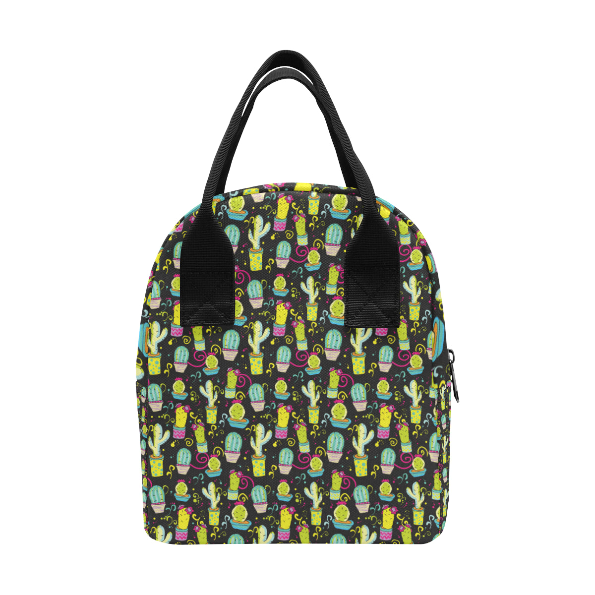 Cactus Neon Style Print Pattern Insulated Lunch Bag