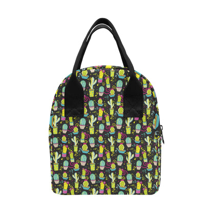 Cactus Neon Style Print Pattern Insulated Lunch Bag