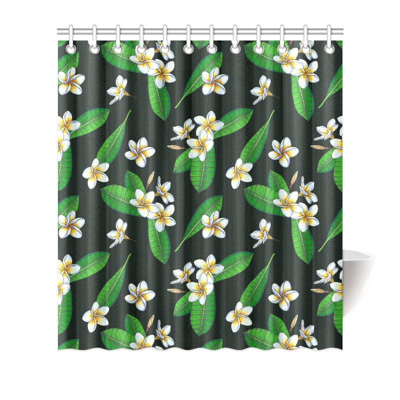 White Plumeria Pattern Print Design PM023 Shower Curtain