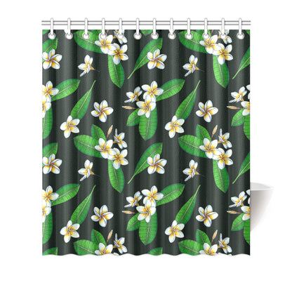 White Plumeria Pattern Print Design PM023 Shower Curtain