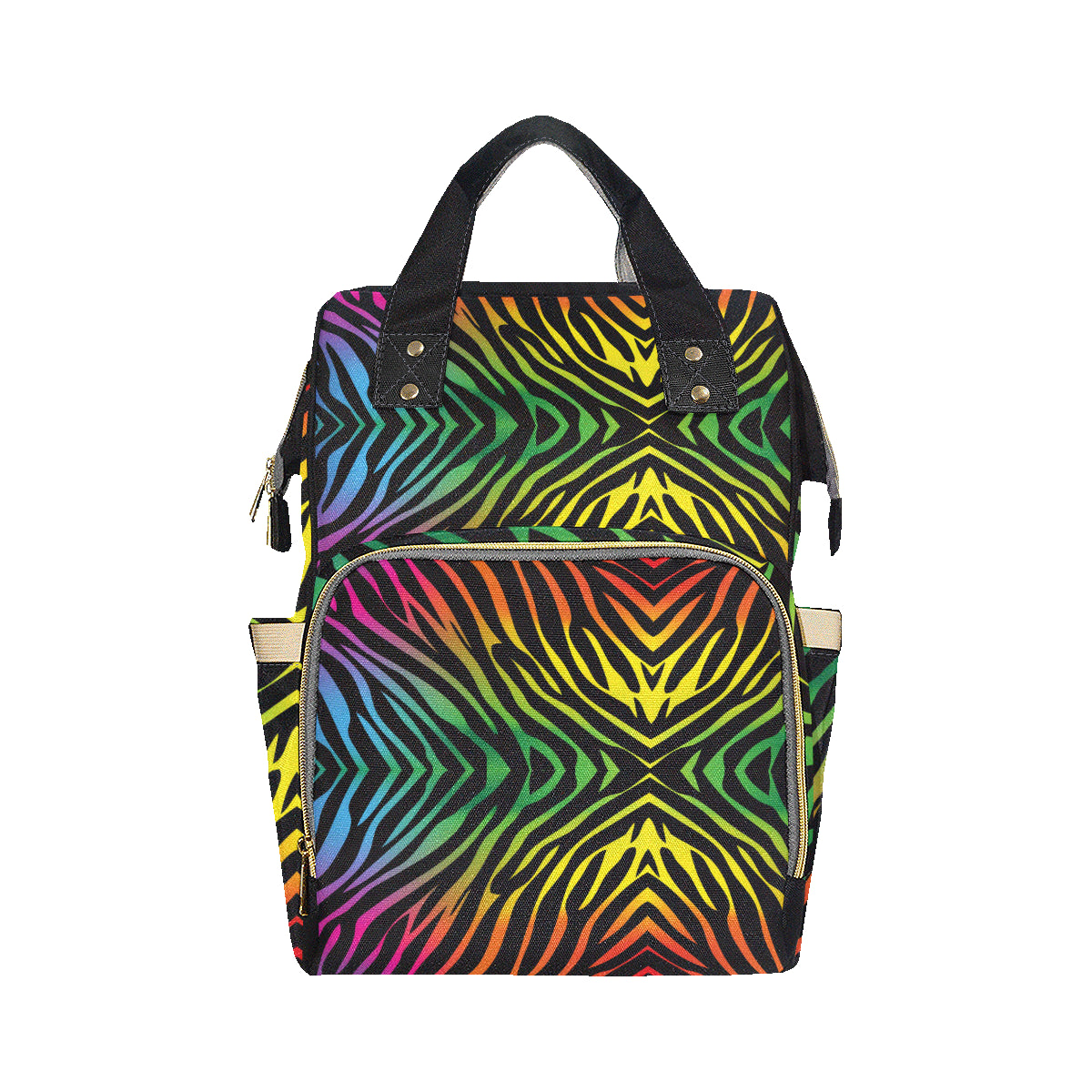 Rainbow Zebra Themed Print Diaper Bag Backpack