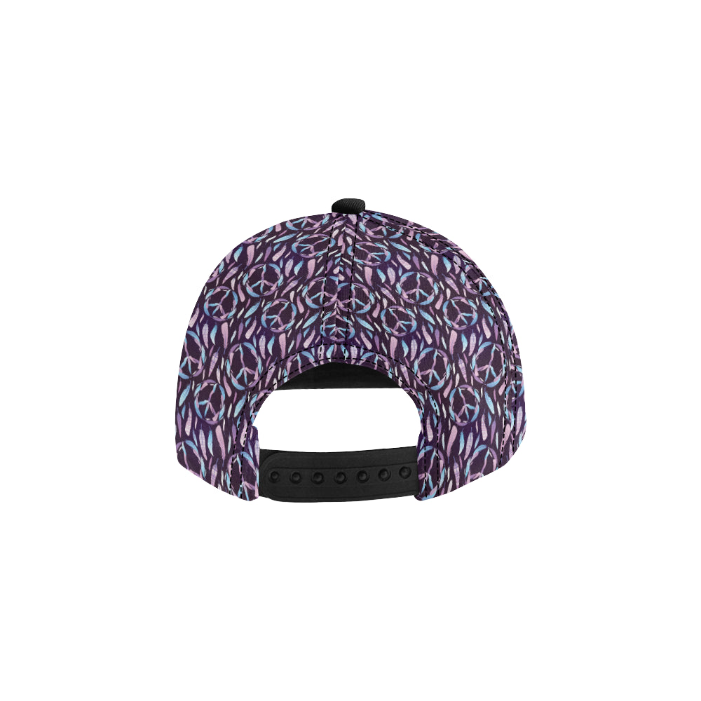 Peace Sign Feather Design Print Snapback Cap