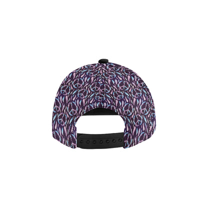Peace Sign Feather Design Print Snapback Cap