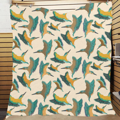 Kingfisher Pattern Print Design 02 Premium Quilt