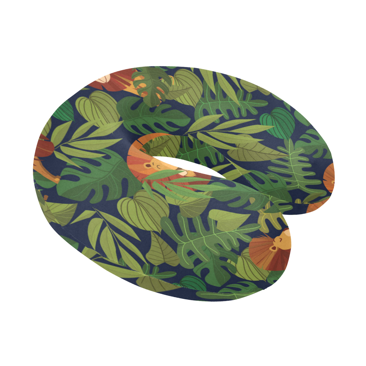 Lion Jungle Pattern Print Design 05 U-Shaped Travel Neck Pillow