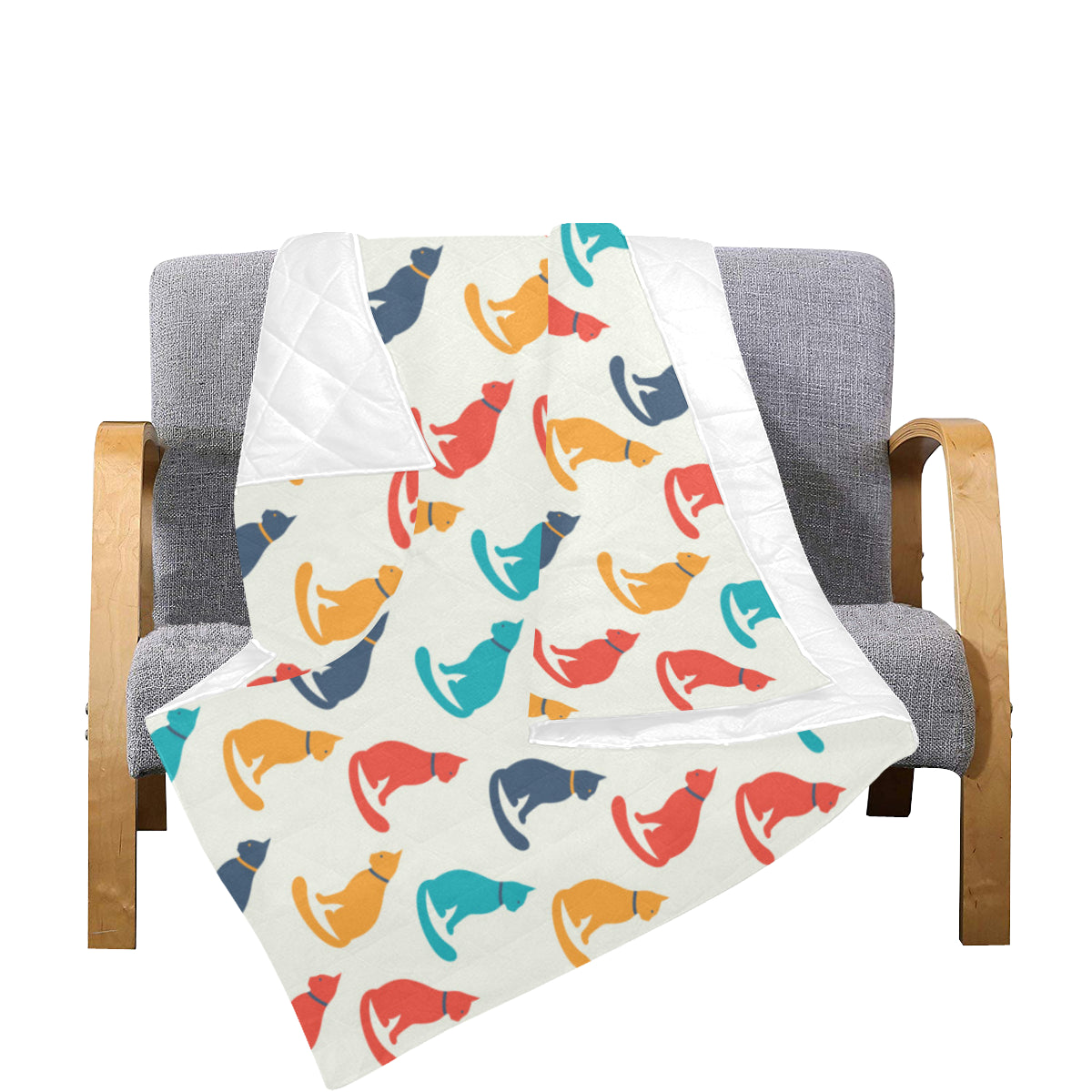 Cat Pattern Print Design 03 Premium Quilt