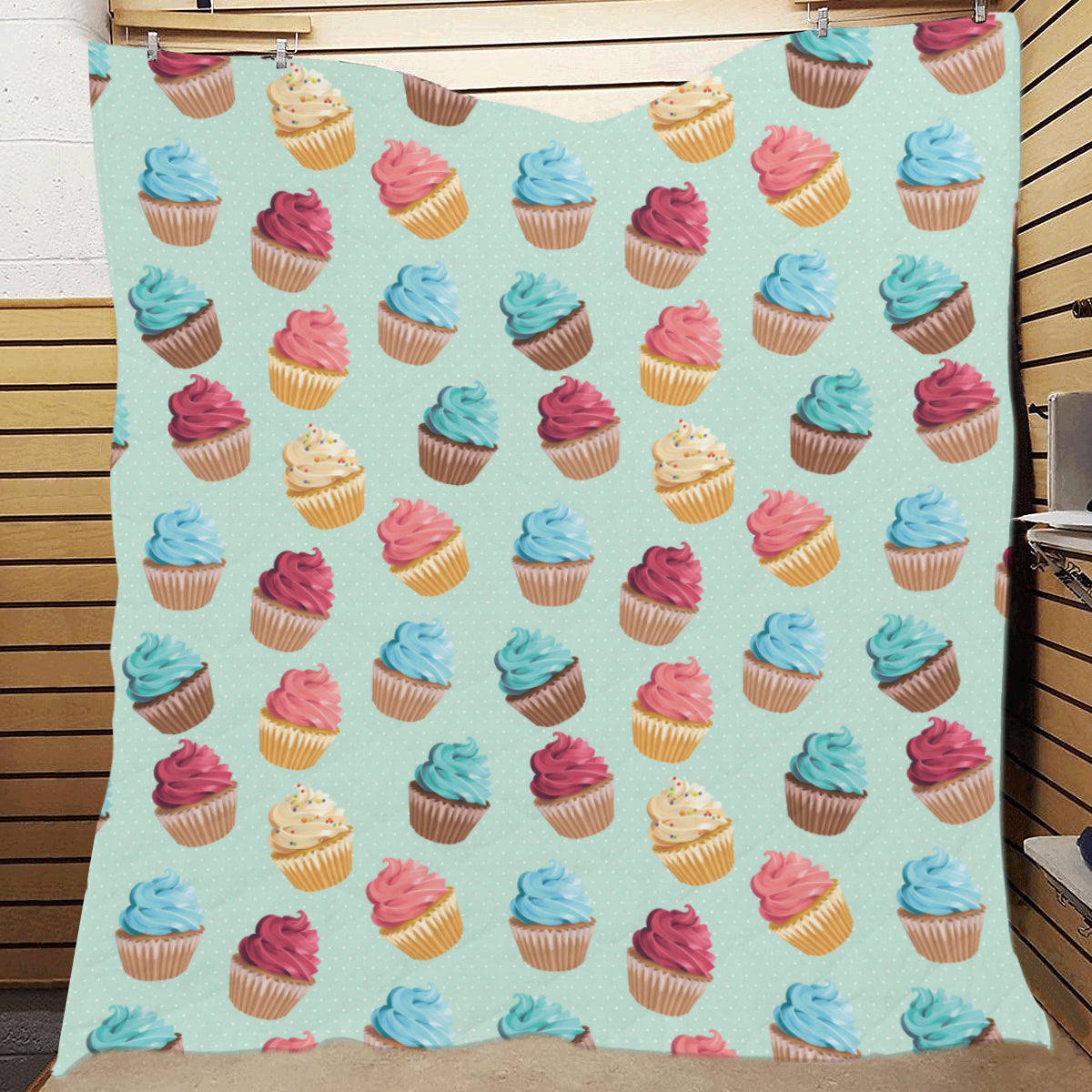 Cupcake Pattern Print Design 01 Premium Quilt