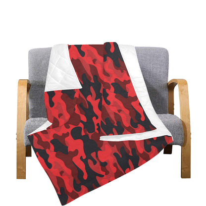 Camo Red Pattern Print Design 03 Premium Quilt